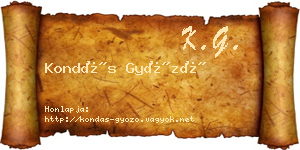 Kondás Győző névjegykártya